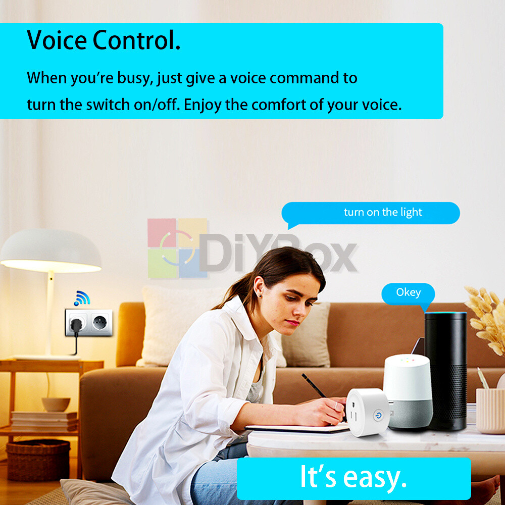 10A Smart Plug Voice Wifi Mini Socket Outlet Remote Timer with metering US Plug