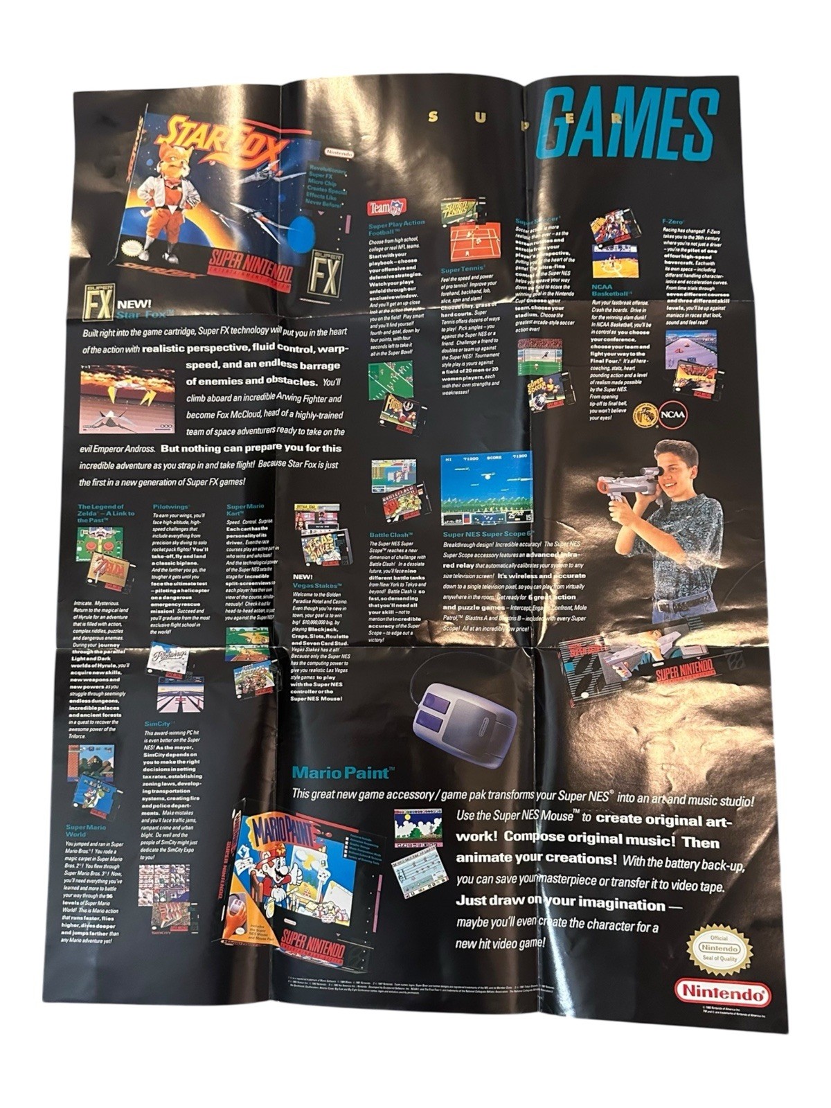 Super Accessories Large 27x20 HW(B)-SNS-USA-3 Foldable Poster Nintendo SNES Only