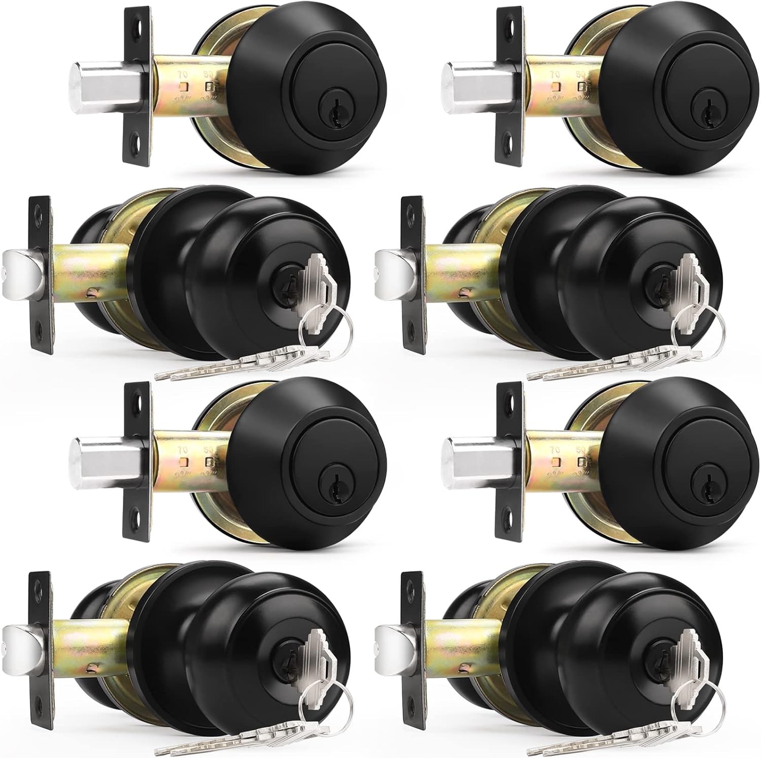 Entry Door Knobs Lock Set & Single Cylinder Deadbolt Combination Set Entry Door