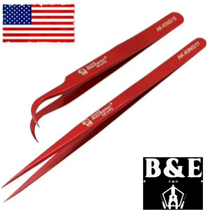 Top Precision Tweezers 2pcs AK King-15 King-11, PCB BGA Repair Rework Jewelry