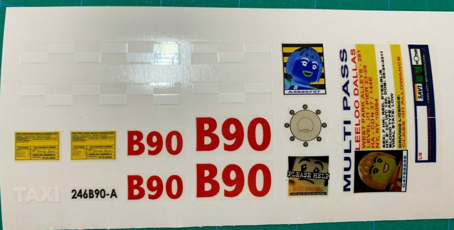 Custom Stickers for MOC Fifth Element Korben Dallas Taxi