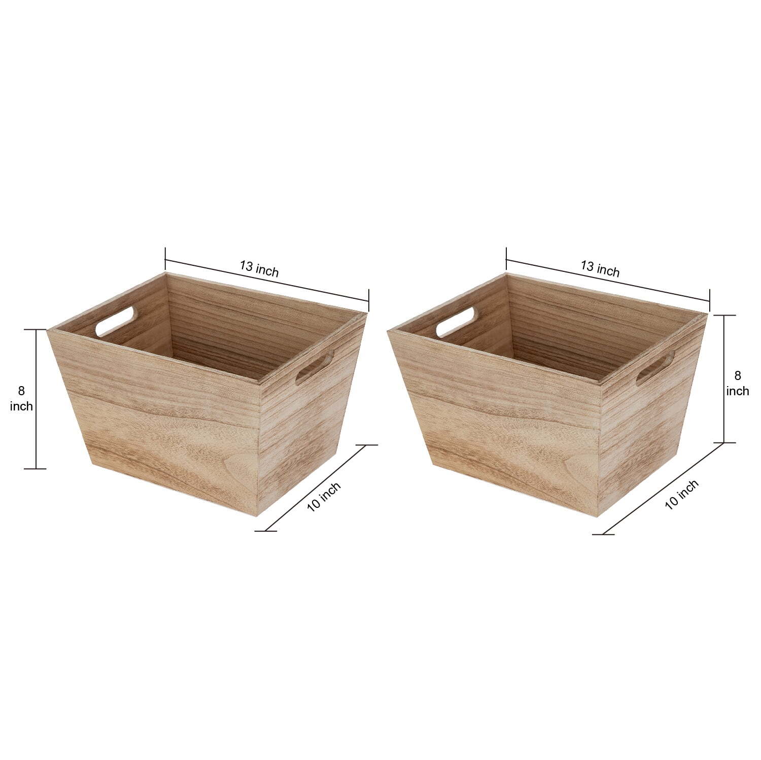 Medium Natural Wood Storage Bin, 2 Pack