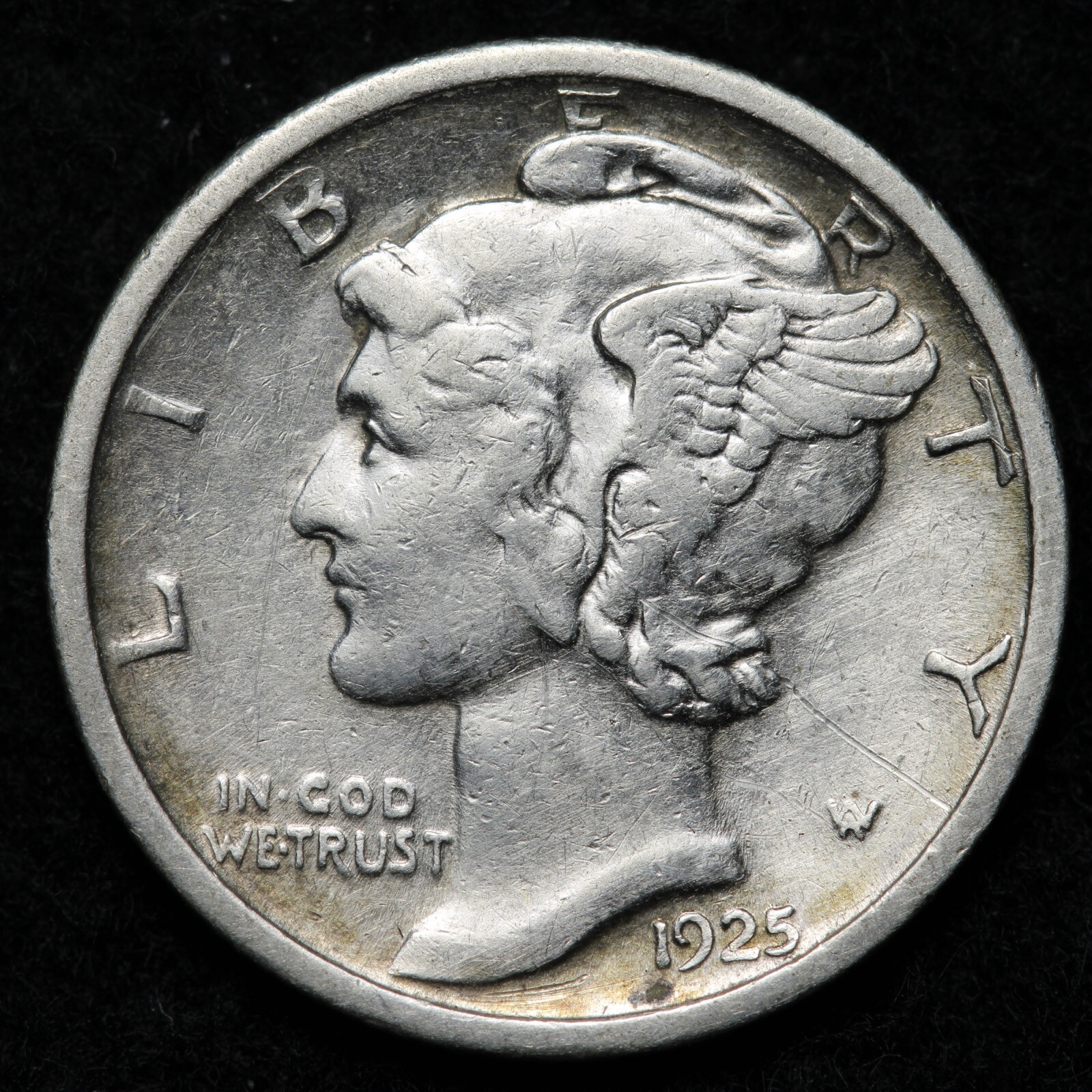 1925-S Mercury Silver Dime AU E221 RUBY