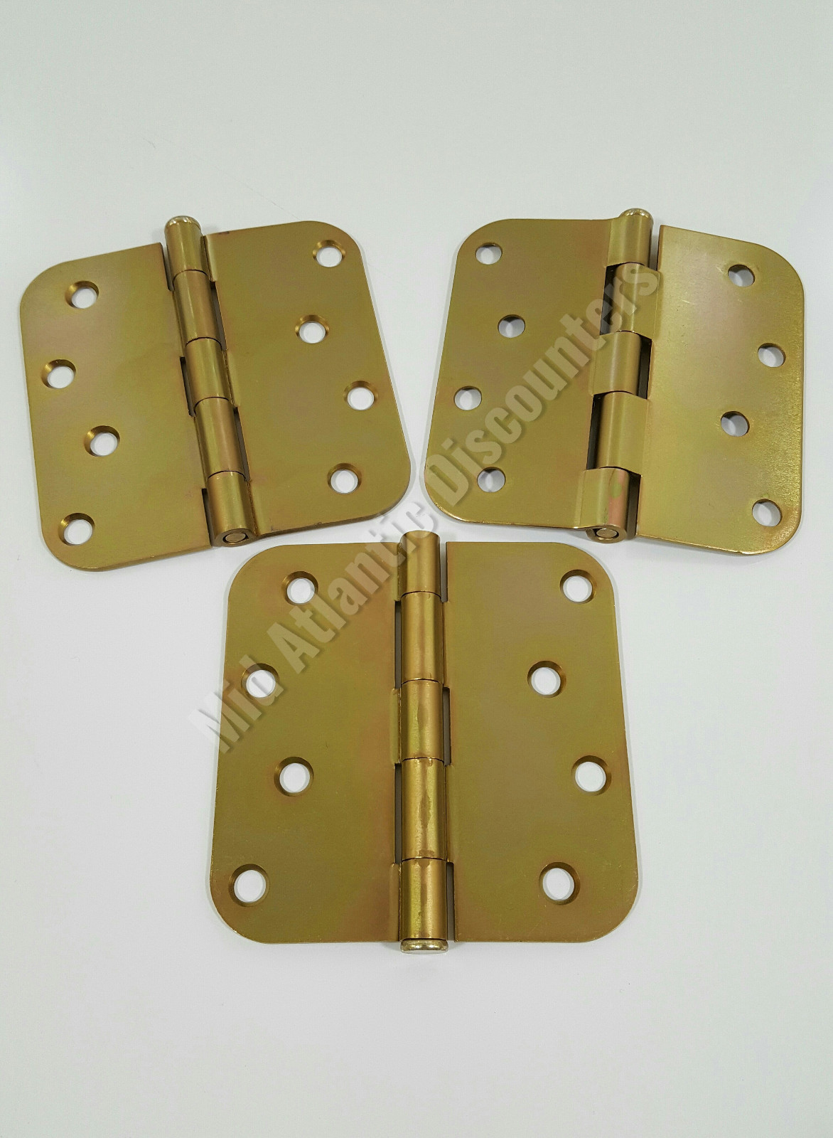 3 Steel Door Hinges 4"x4" 5/8"R US2D Zinc Dichromate Finish