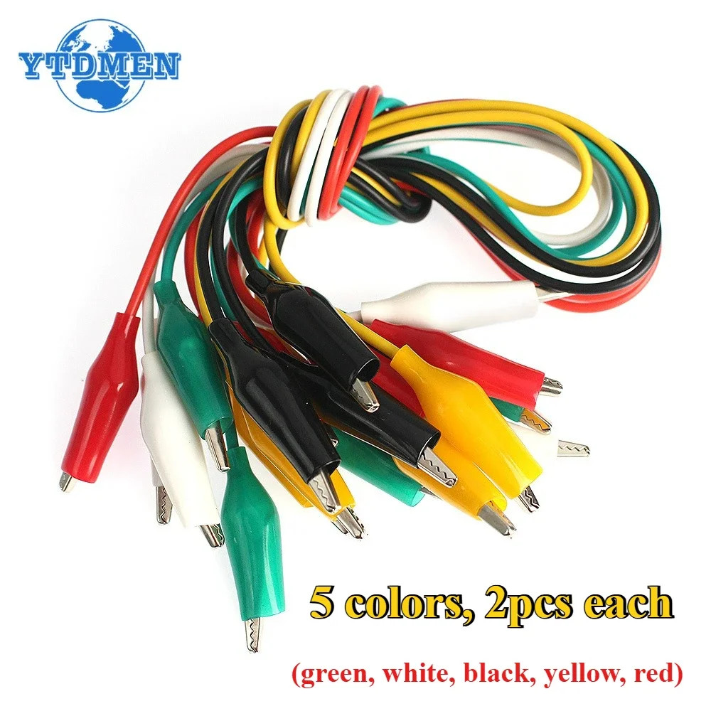 10PCS Alligator Clip Test Leads 35mm 5 Color Double   Ended Jumper Wires Kit