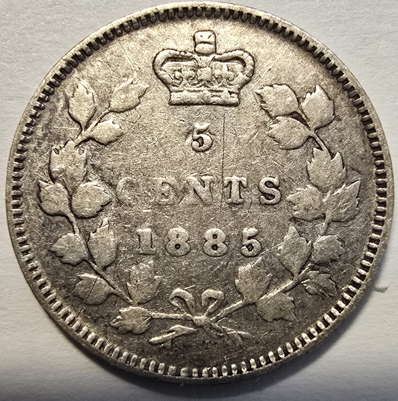 1885 Canada 5c - Silver - Vf + Beautiful