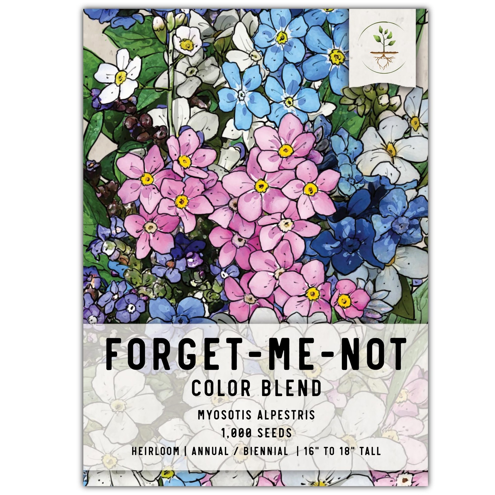 Mixed Forget Me Not Seeds 1000 Heirloom Myosotis Pink Blue White Blooms (1 Pack)