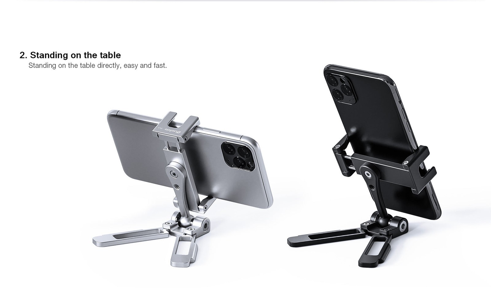Leofoto PS-3 Multi-Functional Foldable Cellphone Stand Arca Cold Shoe Silver