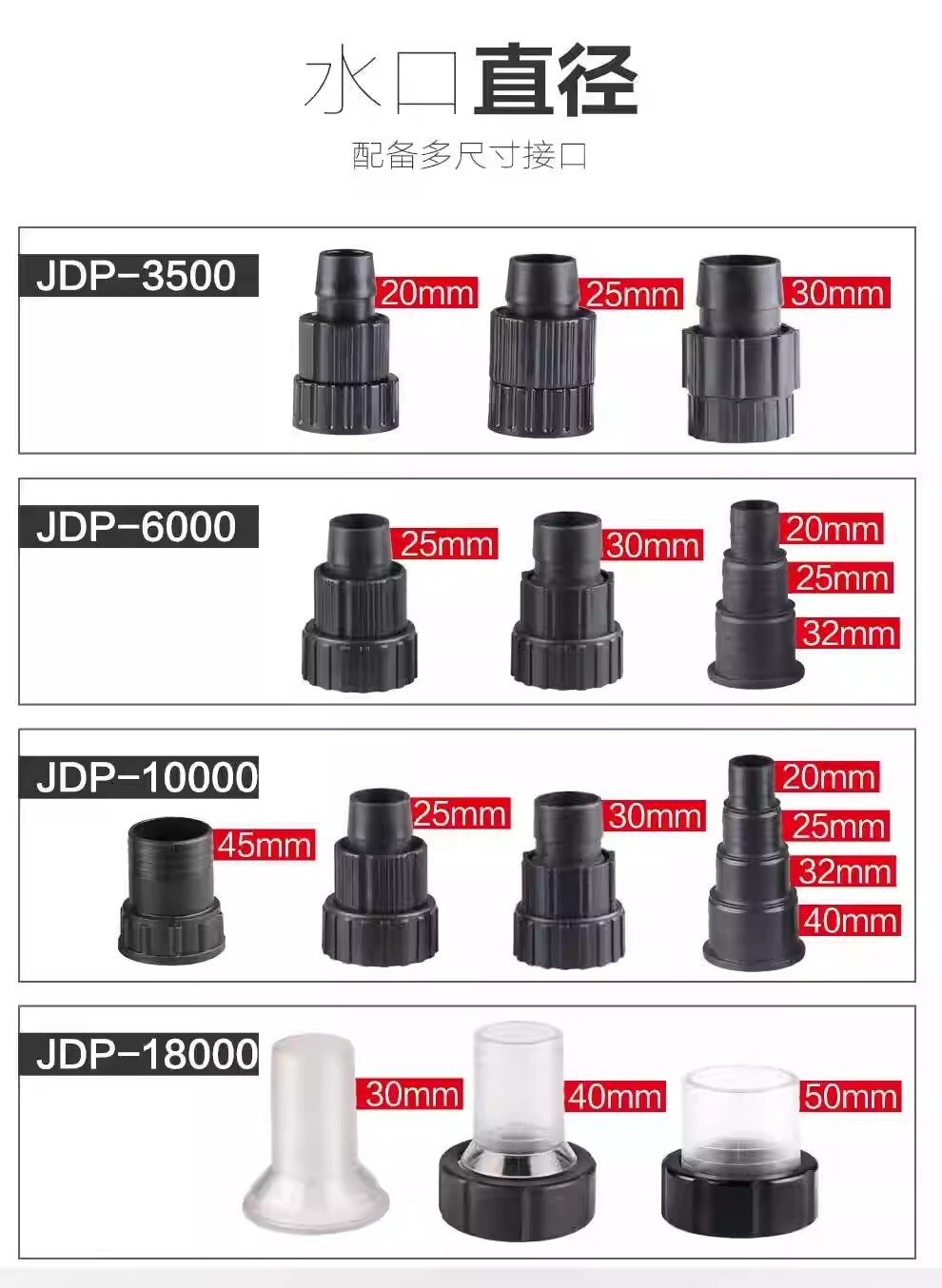 sunsun JDP 3500 5000 6000 10000 18000 pump water hose connector spare part