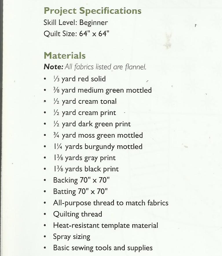 E0123 HOLLY & IVY FLANNEL THROW QUILT PATTERN/INSTRUCTIONS