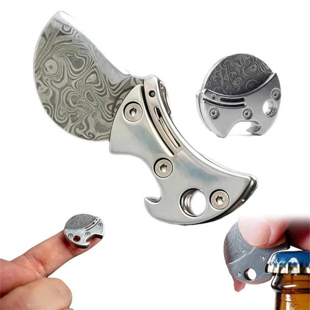 2-in-1 Foldable Bottle Opener , Mini Titanium Compact Bottle Opener & EDC Cutter