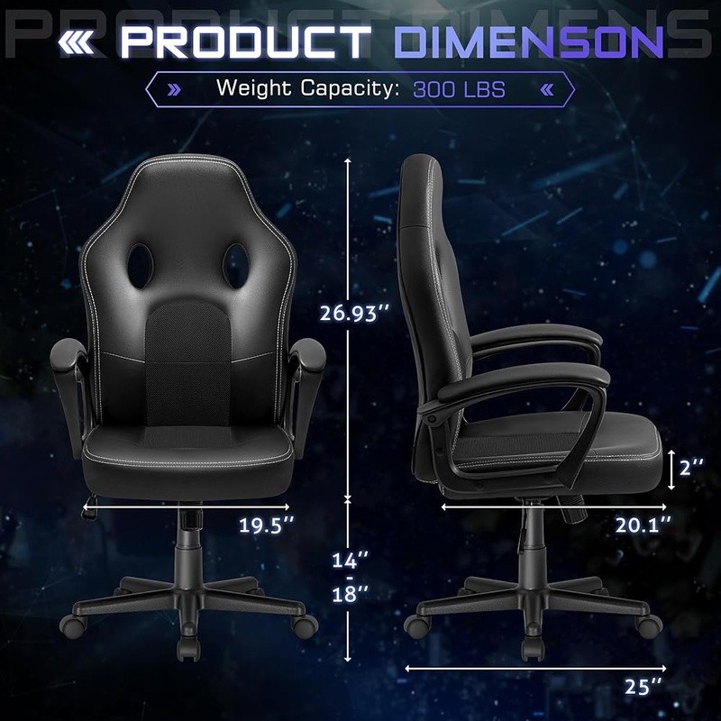Ergonomic Gaming Chair Adults Teens Comfortable PU Leather Adjustable Height New