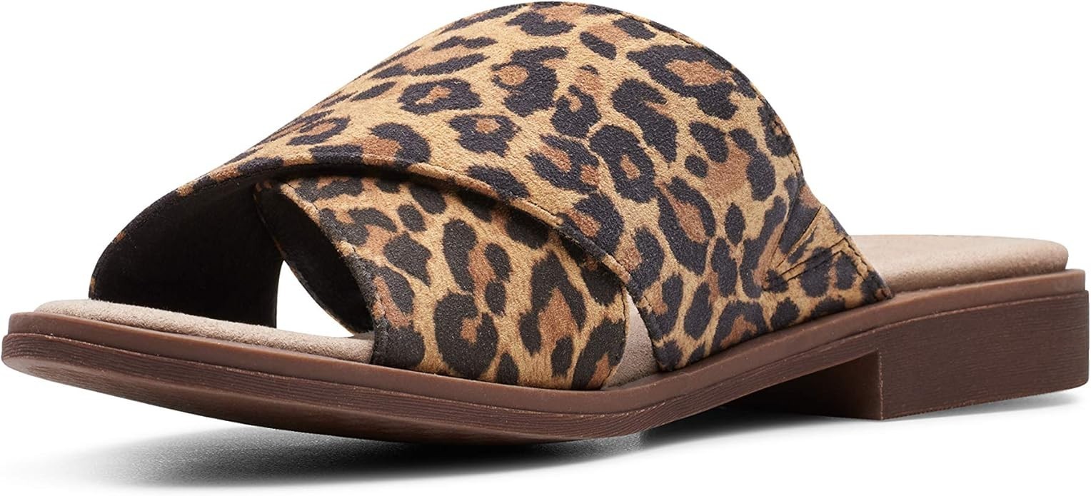 Clarks Declan Ivy Sandal, Tan Leopard Suede