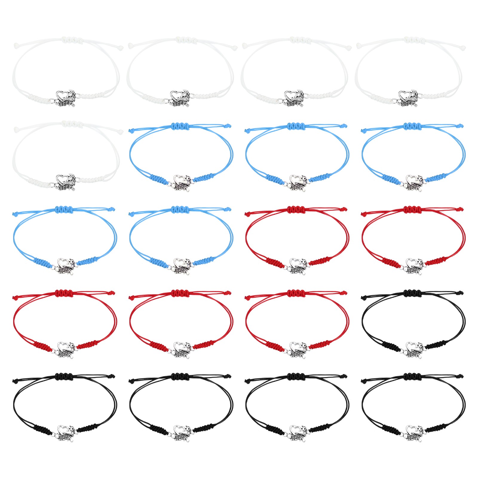 Cheerleader Gifts, 20 Pcs Cheer Bracelet Cheerleading Charm Bracelet, 4 Colors