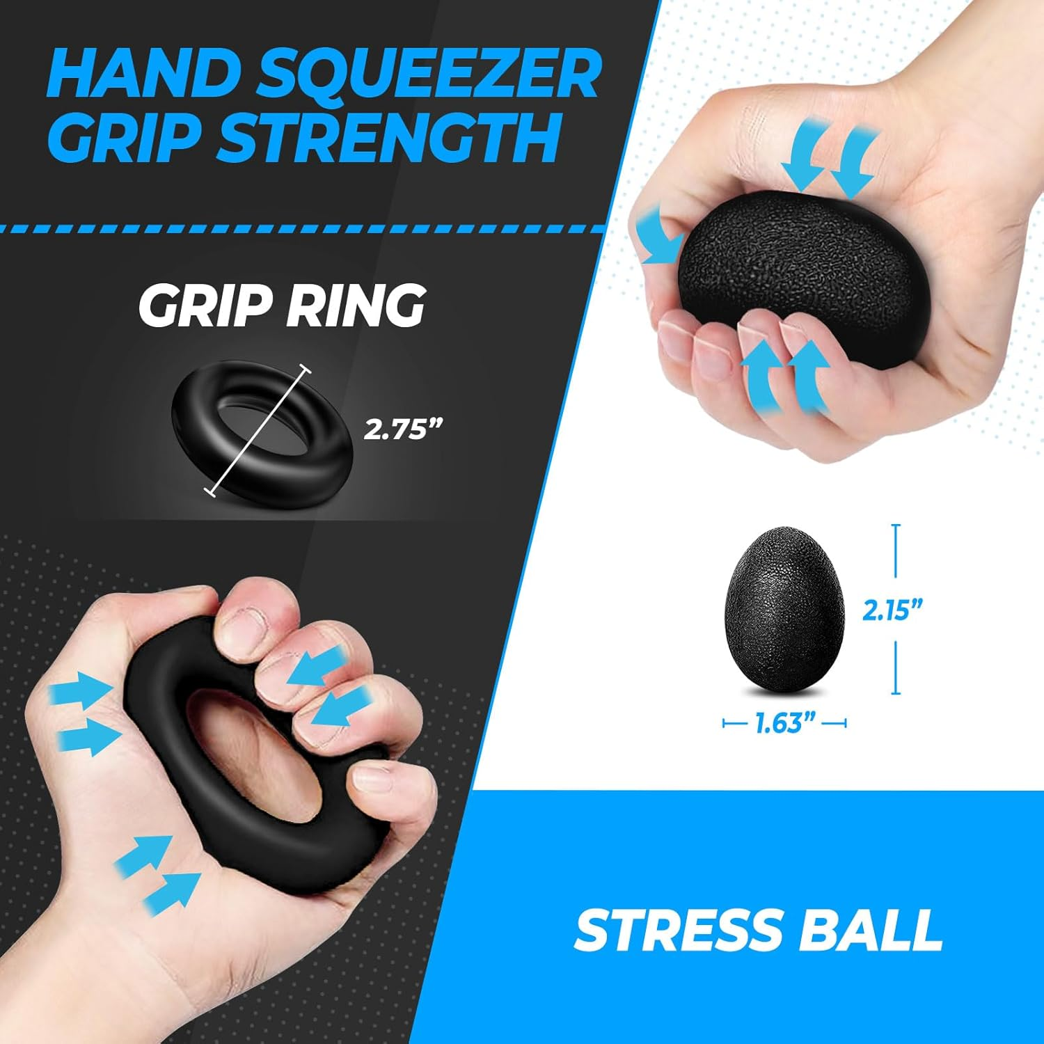 Hand Grip Strengthener, Adjustable Grip Strength Trainer with 4 Exercise Tools -