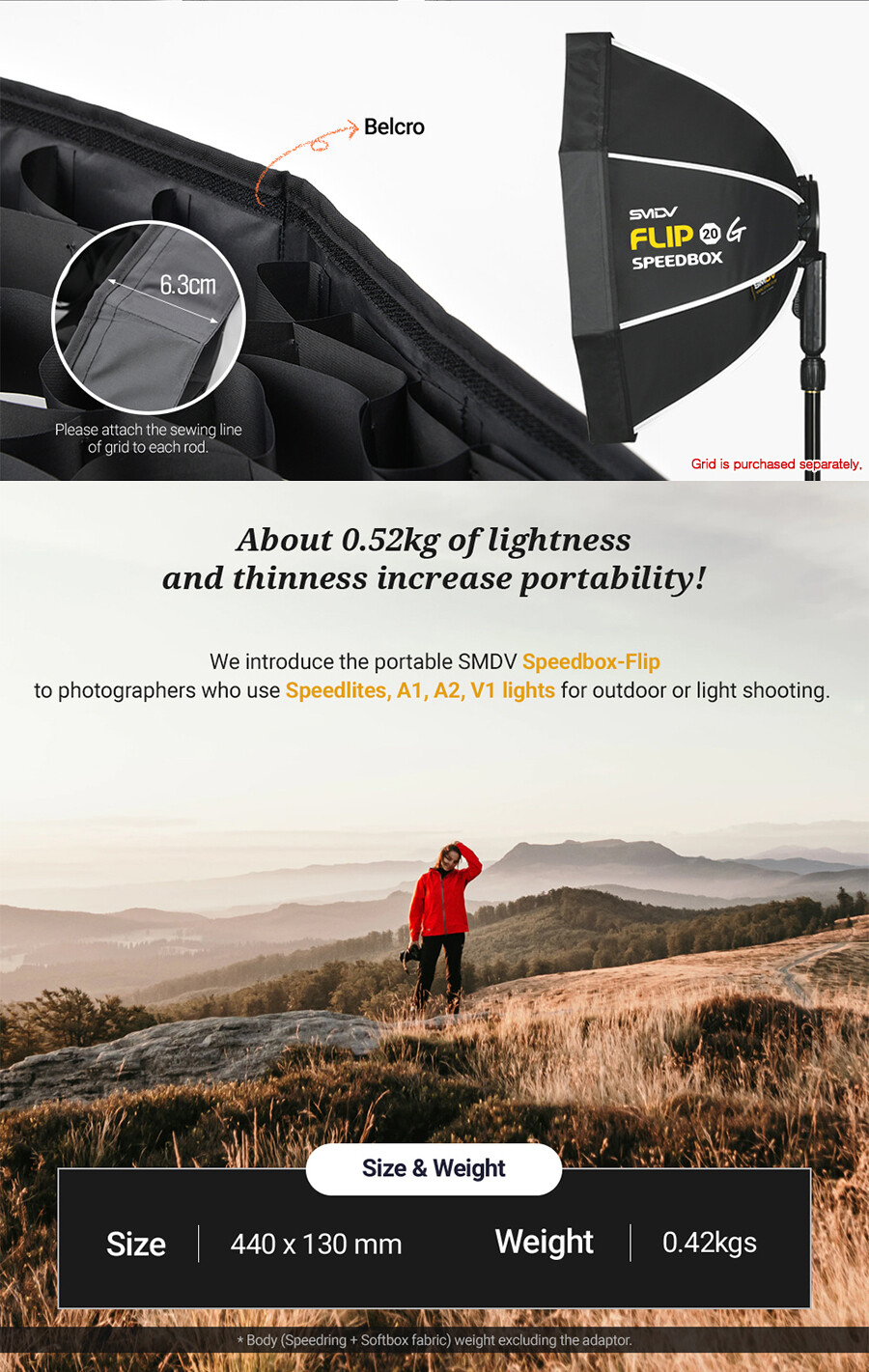 SMDV SPEED-BOX FLIP20G Quick Soft-box Diffuser for S-Light S-Lite Quantum Flash