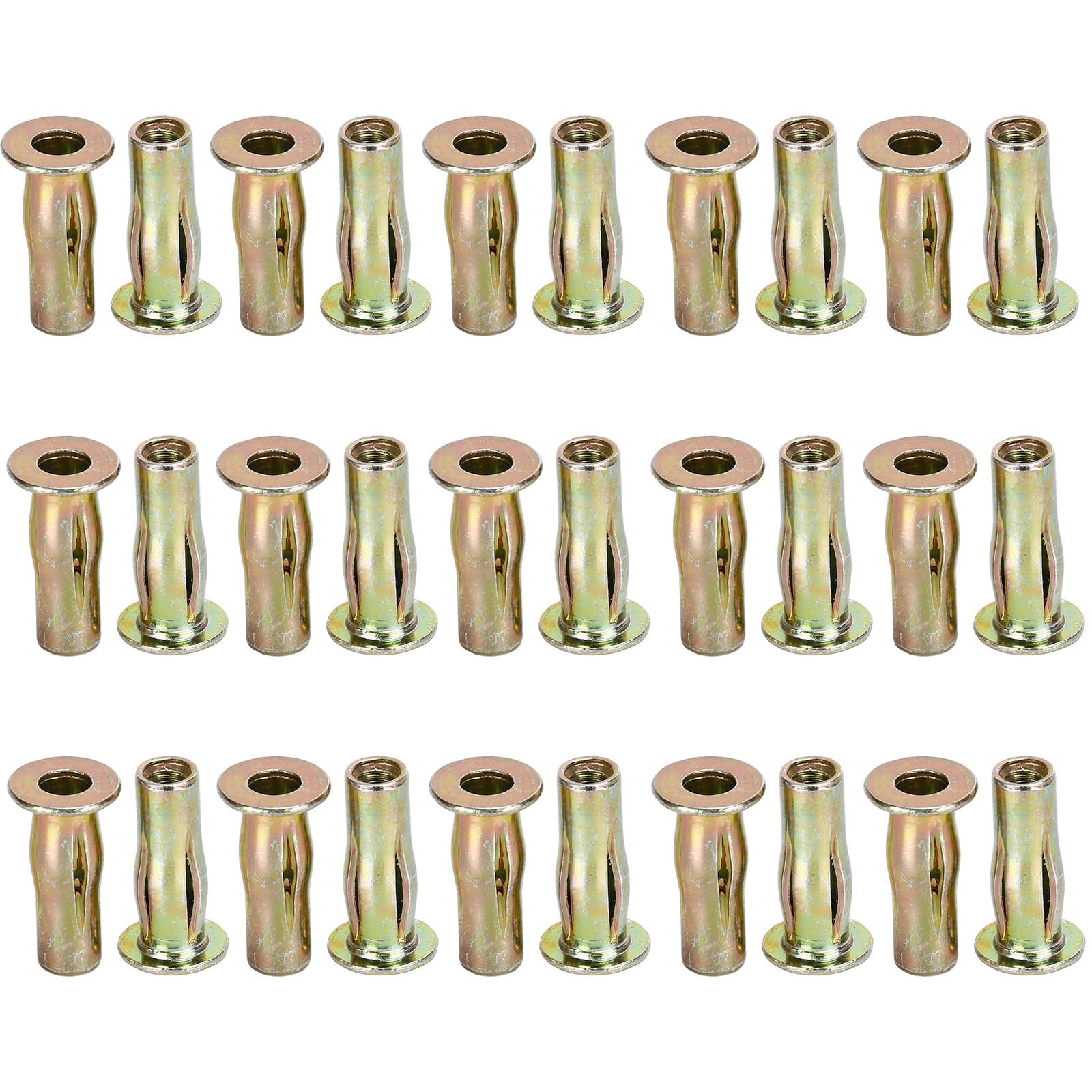 M6 Carbon Steel Rivet Nuts Lantern Style Threaded Grooved Body 30 PCS