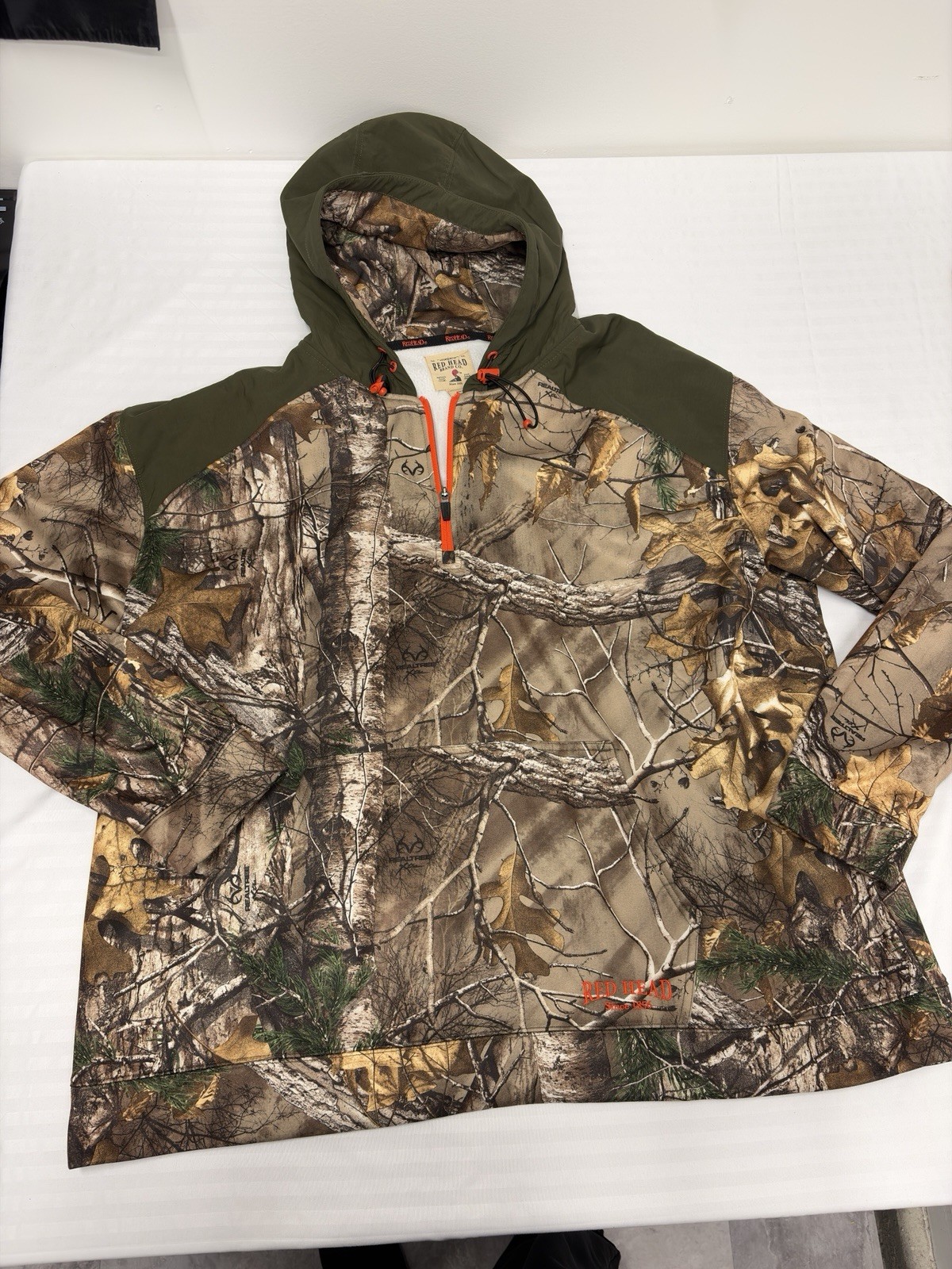 Red Head Real Tree 1/4 Zip Pockets Fleece Lined Camo Hunting Jacket Size 3XL New