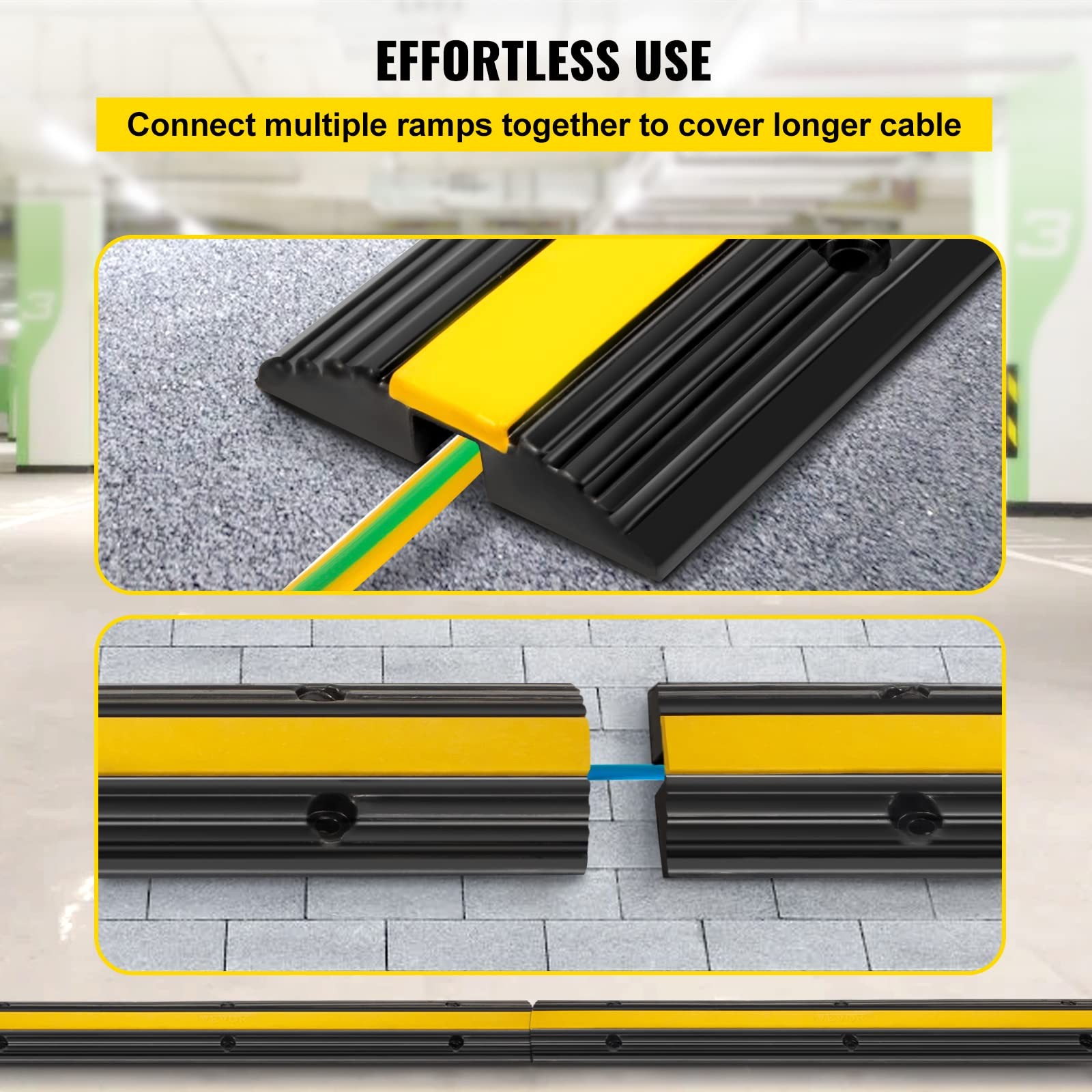 Heavy Duty Cable Protector Ramp 22046lbs Load Capacity 4 Pack Black Yellow