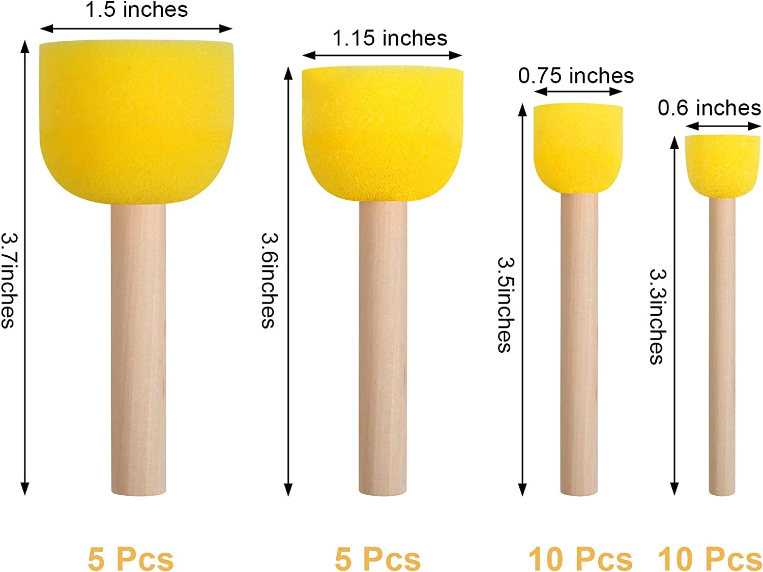 30 Pcs Round Sponges Brush Set, Round Sponge Brushes for Painting, Paint Spon...
