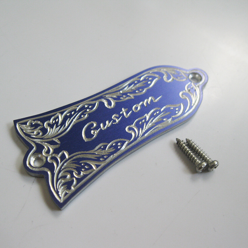 Handmade Custom leaf pattern blue aluminum truss rod cover fits Gibson guitars