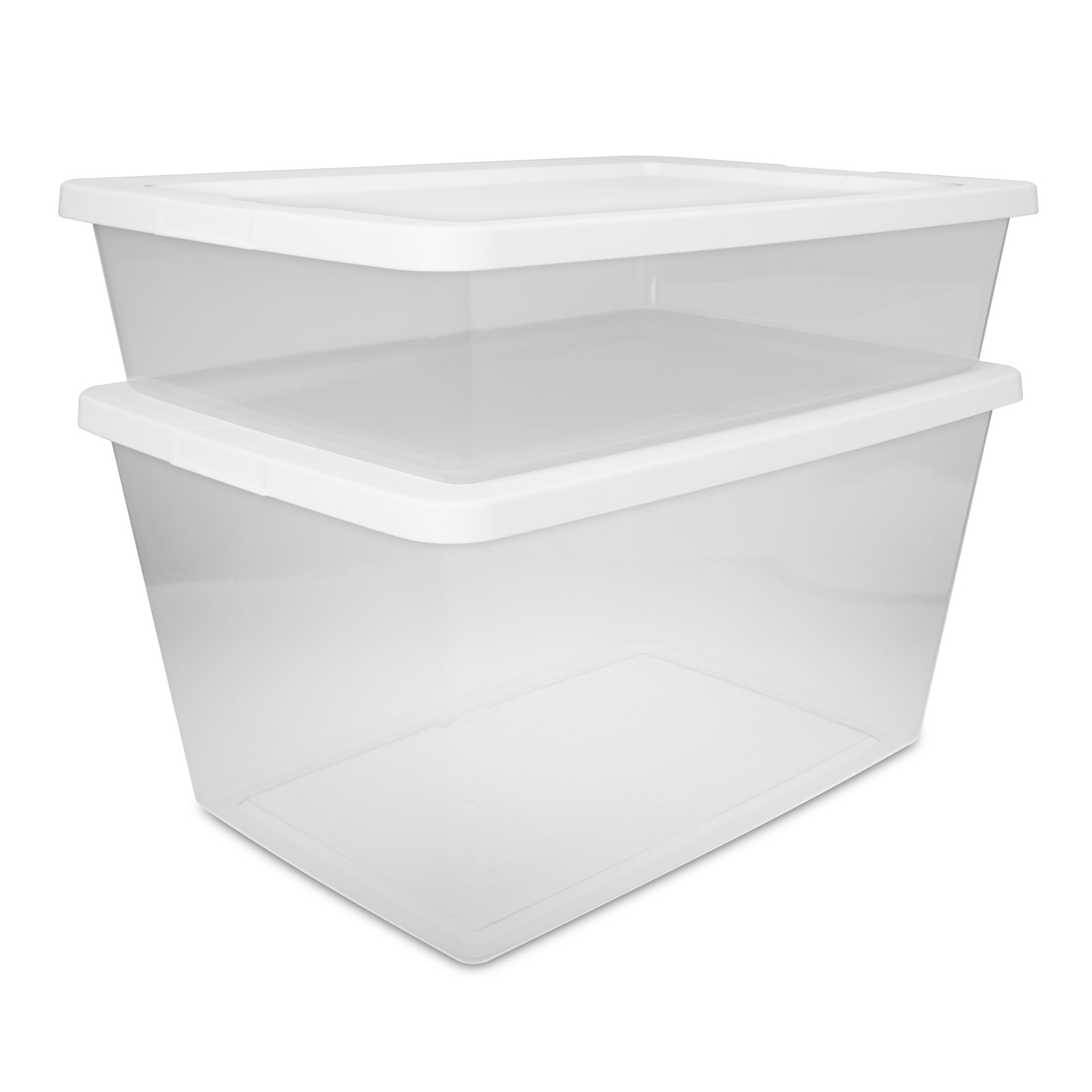 Sterilite Small Storage Bin 28 Qt Clear Plastic Container with Snap-On Lid White