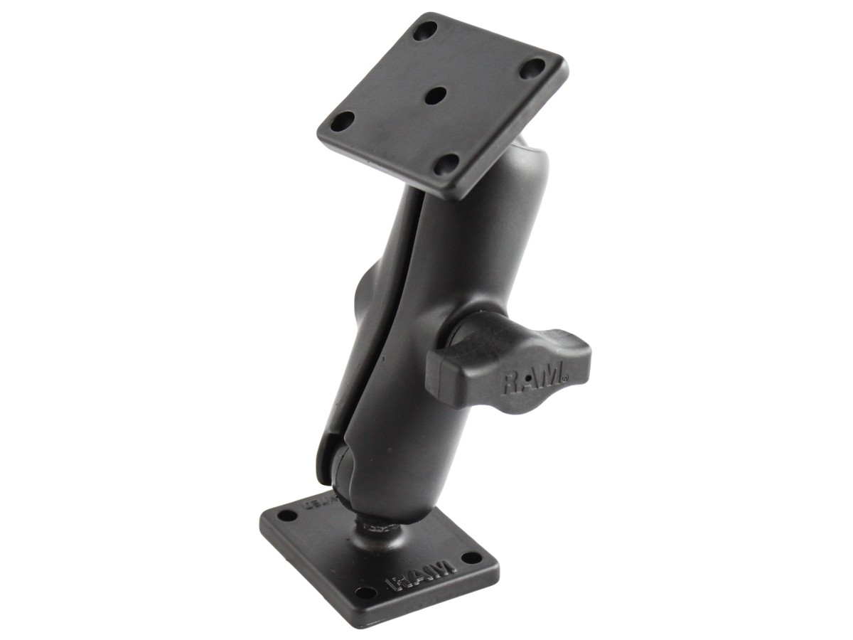 RAM Drill-Down 1" Ball Mount with Two Square AMPS Plates and Standard Size Arm