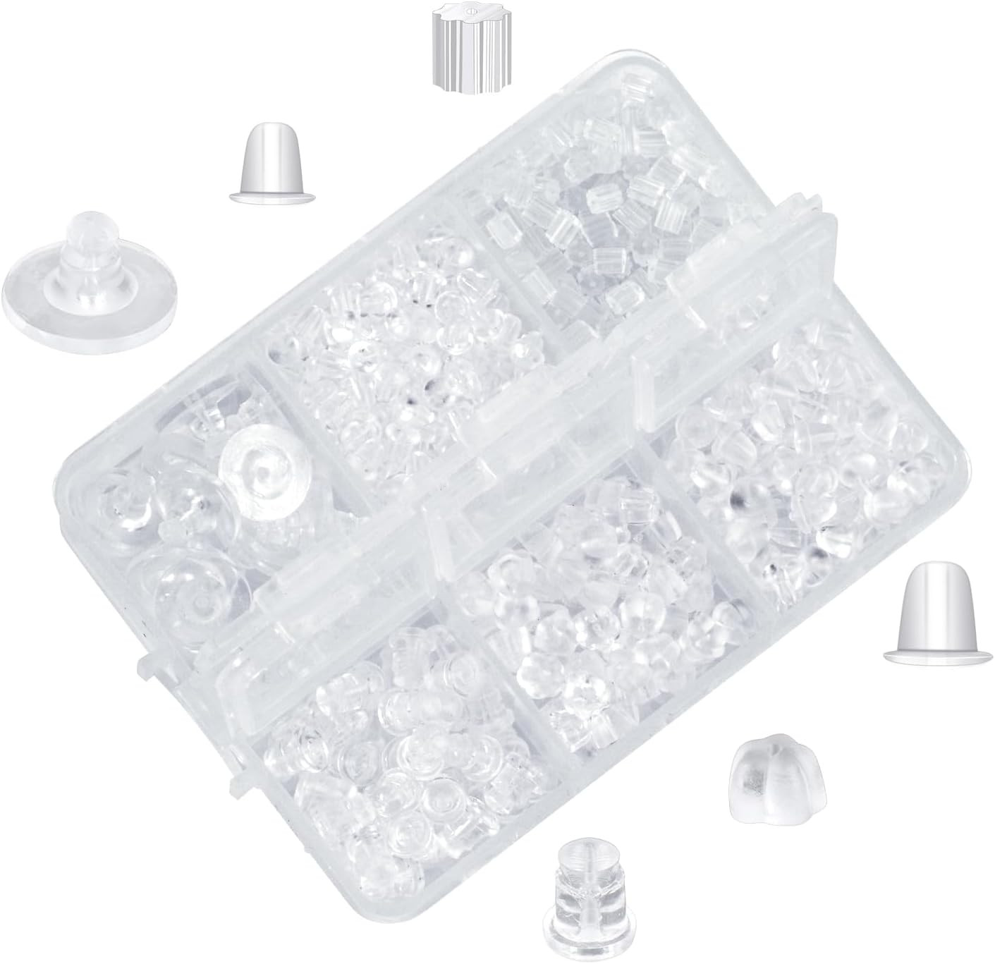 Silicone Earring Backs for Studs and Droopy Ears, 600 Pcs Clear Rubber Replaceme