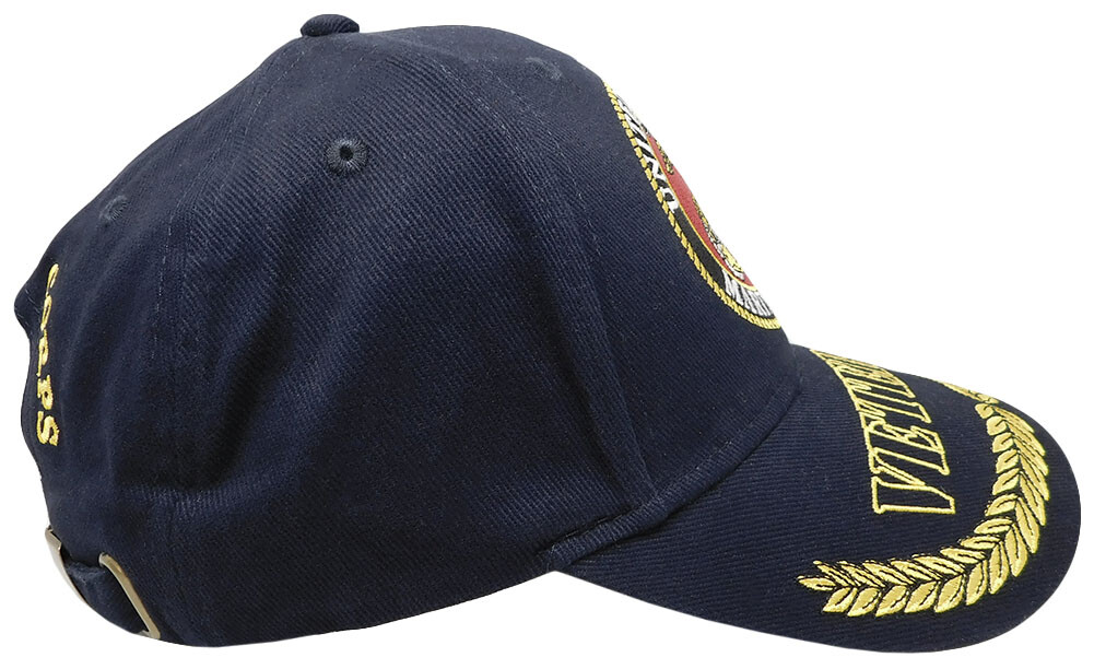 U.S. Marine Corps, Marines Veteran, red, white, & blue V on bill, black hat