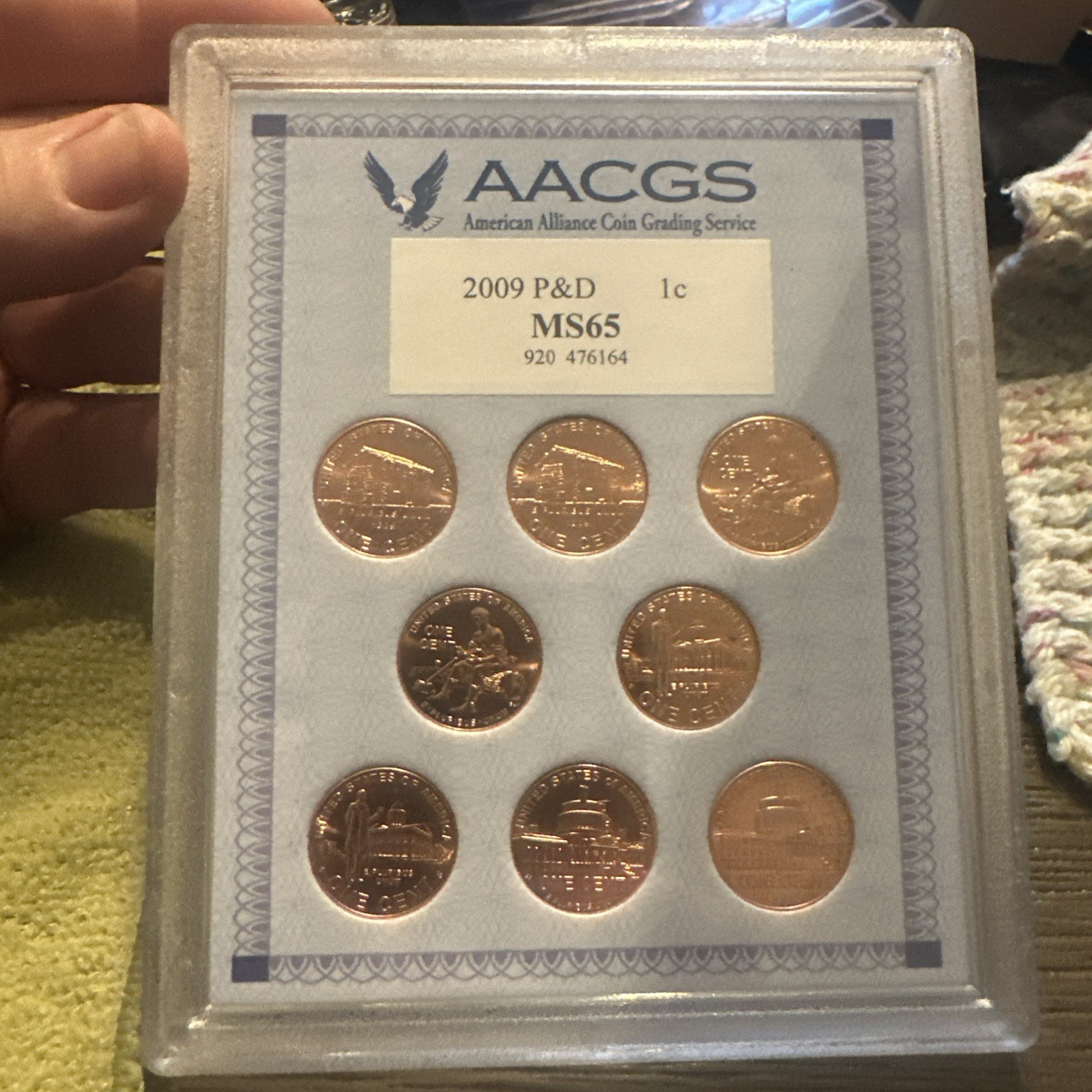 2009 P & D Lincoln Penny Set AACGS  1 Cent (8 Total Coins) MS65 mint set