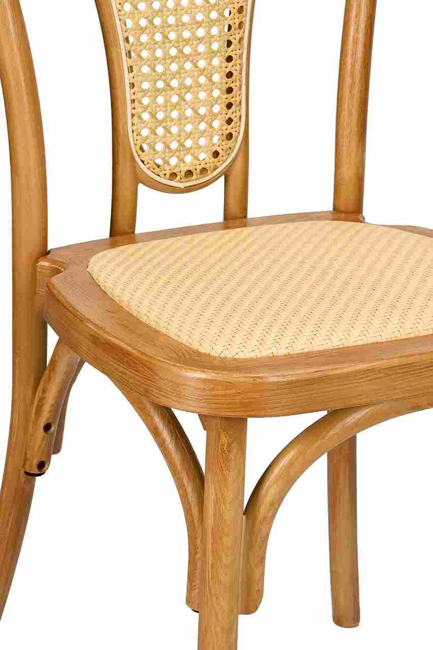 Bentwood Resin Natural Rattan Standard Square Seat with Rattan Back by Chivari