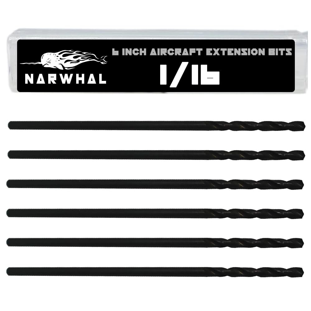 1/16 Inch x 6 Inch Aircraft Drill Bit (Professional Grade 6 Pack) Extra Long ...