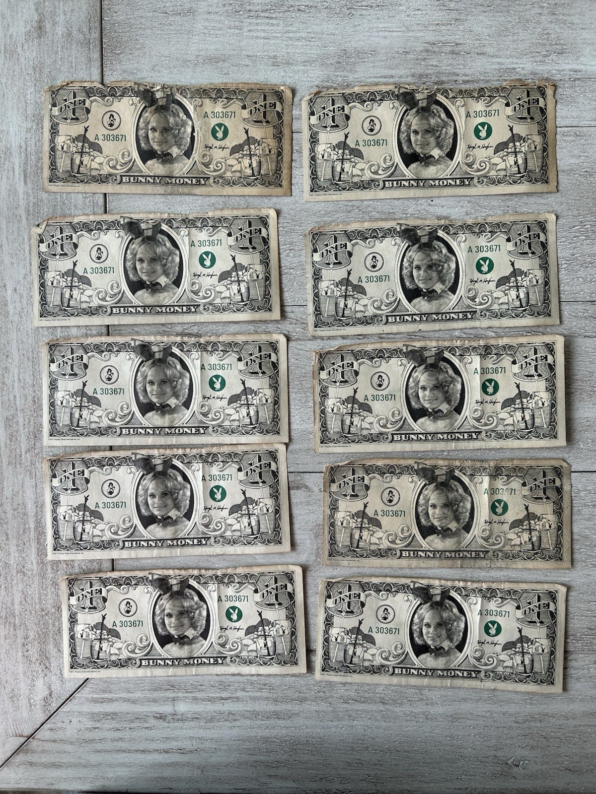 Vintage 1971 $1 Playboy Club Bunny Money Lot  Ok Condition