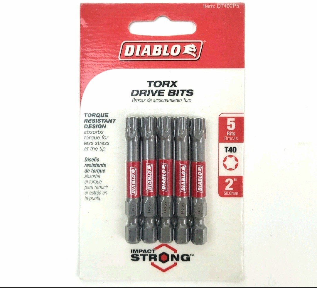 Diablo DT402P5 Torx Drive Bits - Durable Torque Resistant - T40 - 2 in. (5-Pk)