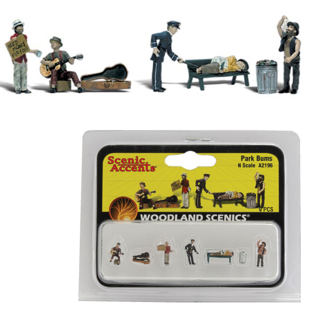 NEW Woodland Scenics A2196 Park Bums (7Pcs) Train Figures N Scale