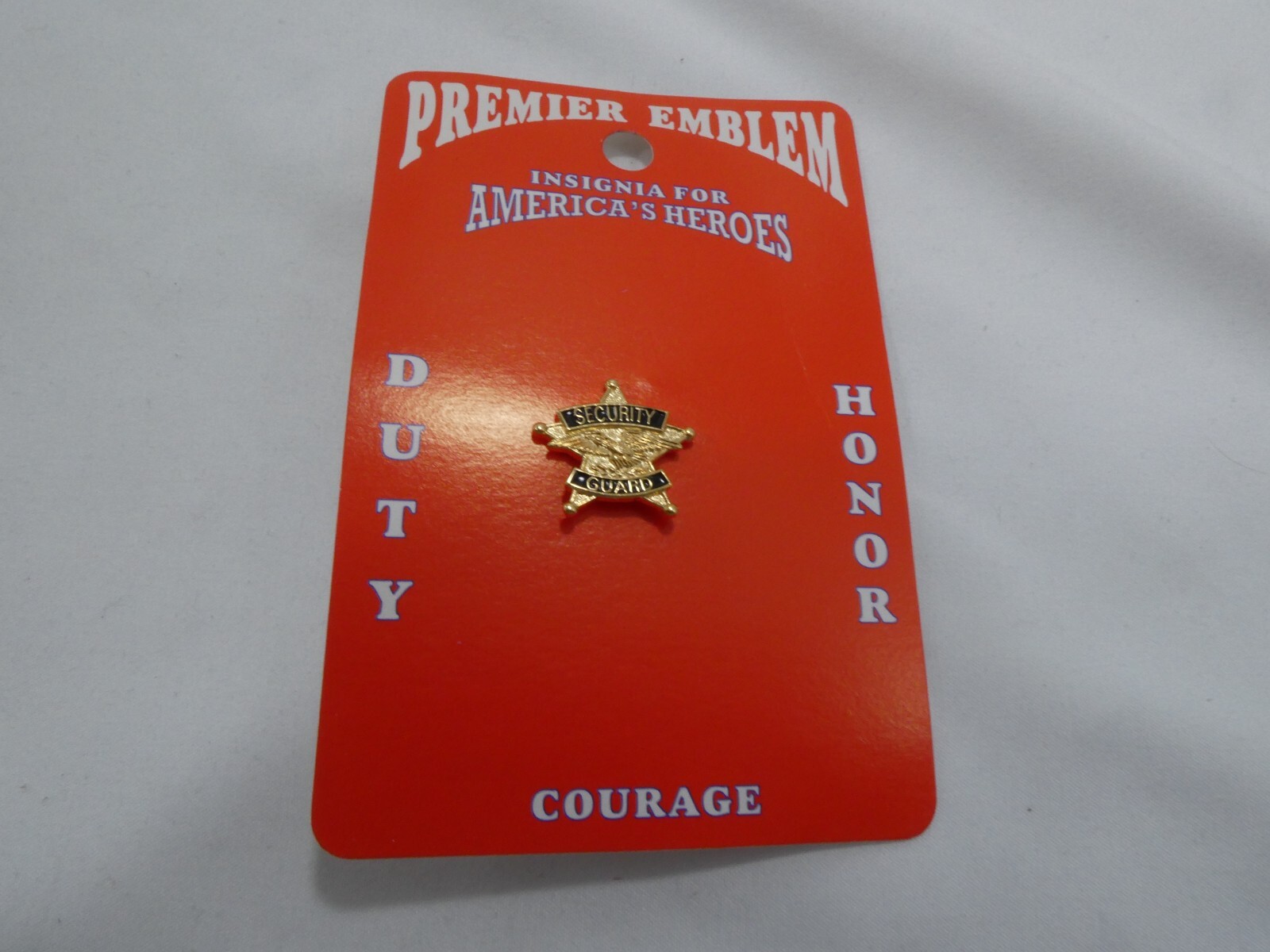 NEW TIE TAC - SECURITY GUARD- 5 PT STAR GOLD COLOR PREMIER EMBLEMS P3400