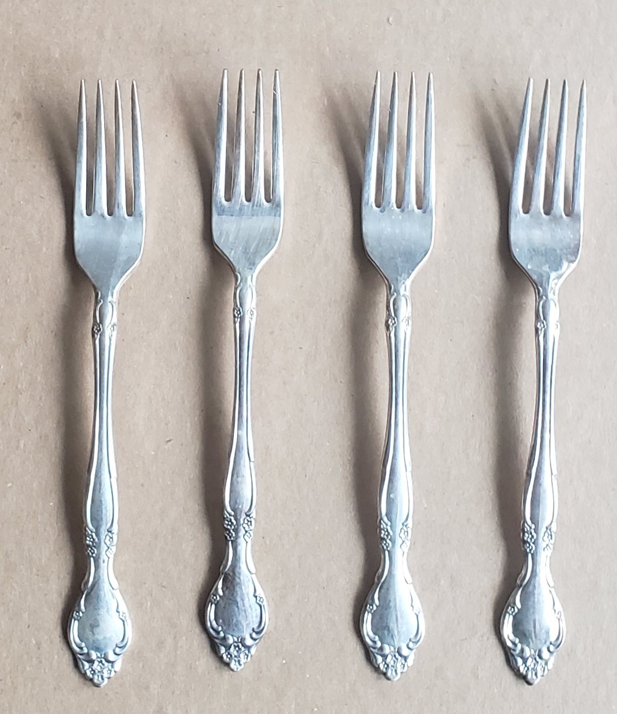 4 Pcs Lot Oneida Community Affection 7 3/8” Dinner Forks Silver plate 1960