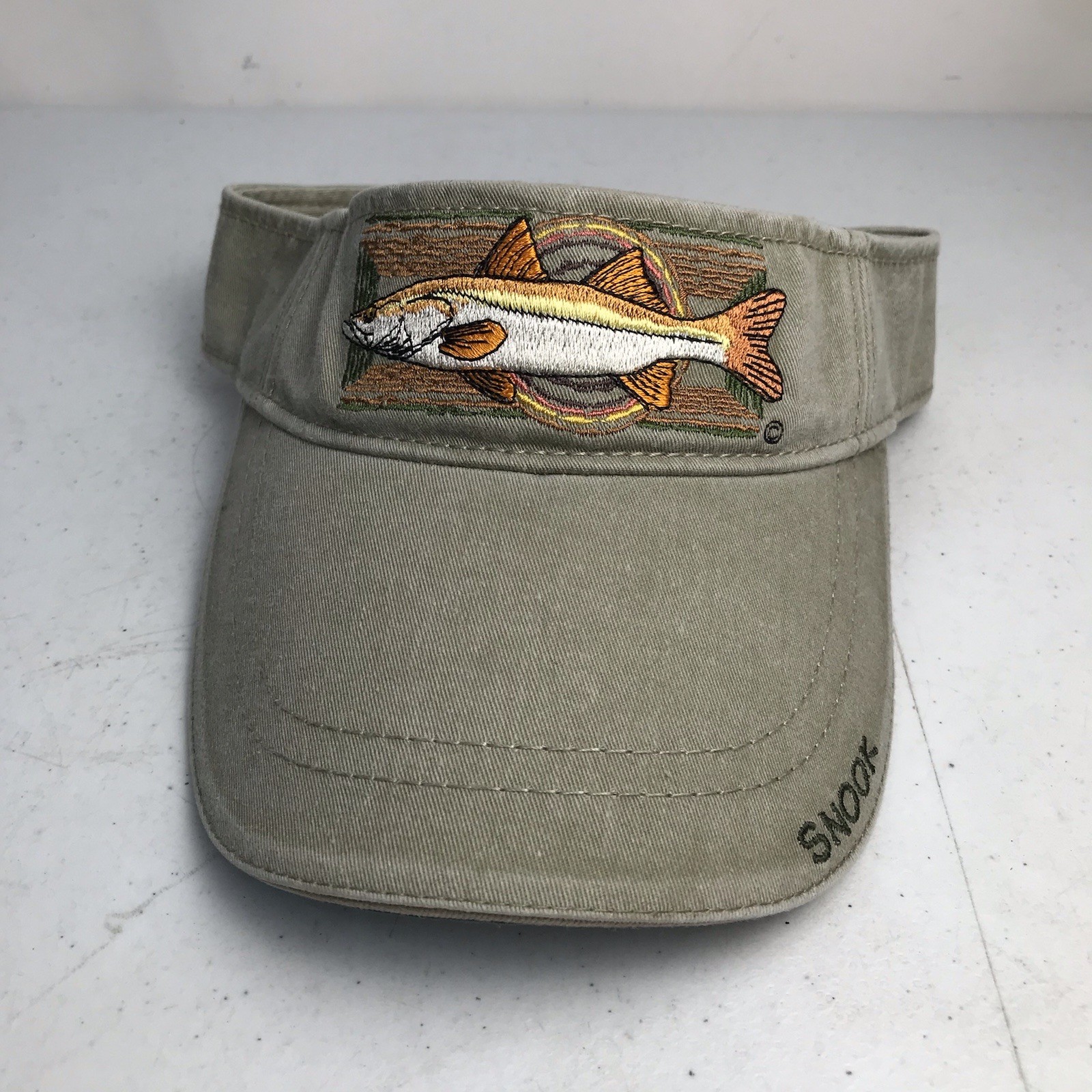 Snook Flying Fisherman Men's Sun Visor Embroidered Fish Wash Out Green