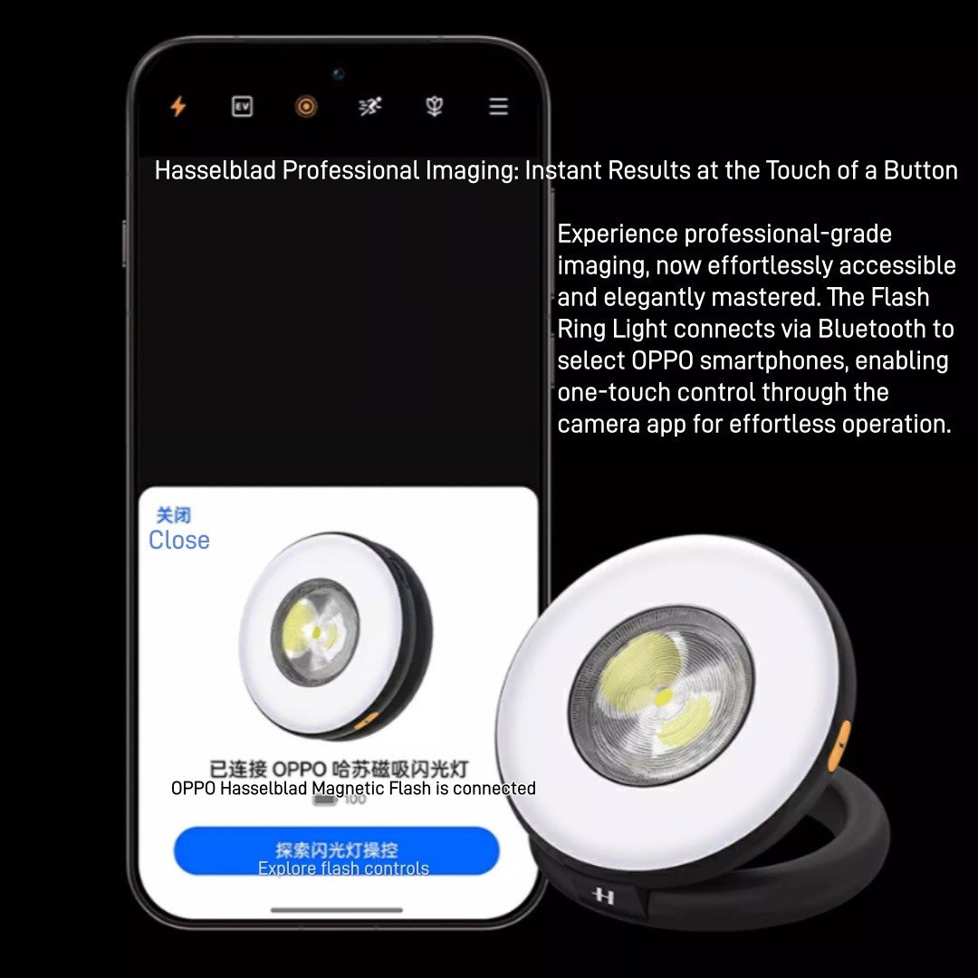 NEW OPPO Hasselblad Professional Magnetic Ring Light-Black for Android and iOS