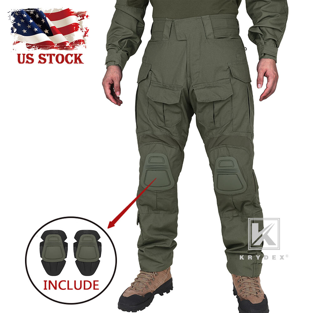 KRYDEX Gen3 Combat Trouser w/ Knee Pads Tactical Army Hunting Pants Ranger Green