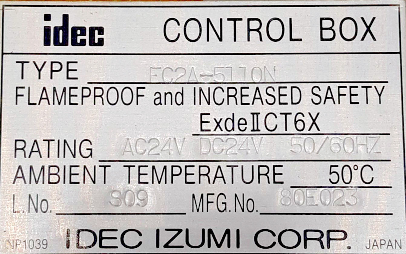 idec EC2A-5110N Explosion Proof Control Box