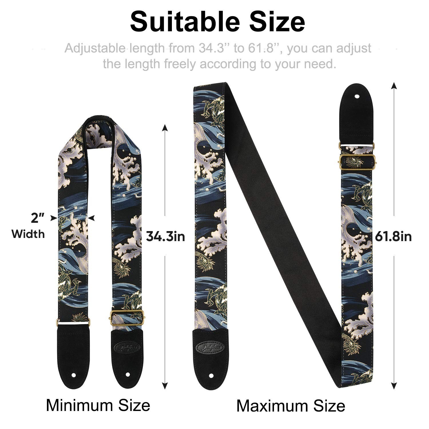 Guitar Strap with 2 Strap Locks & Strap Button, Dragon Guitar Strap Cool Desi...