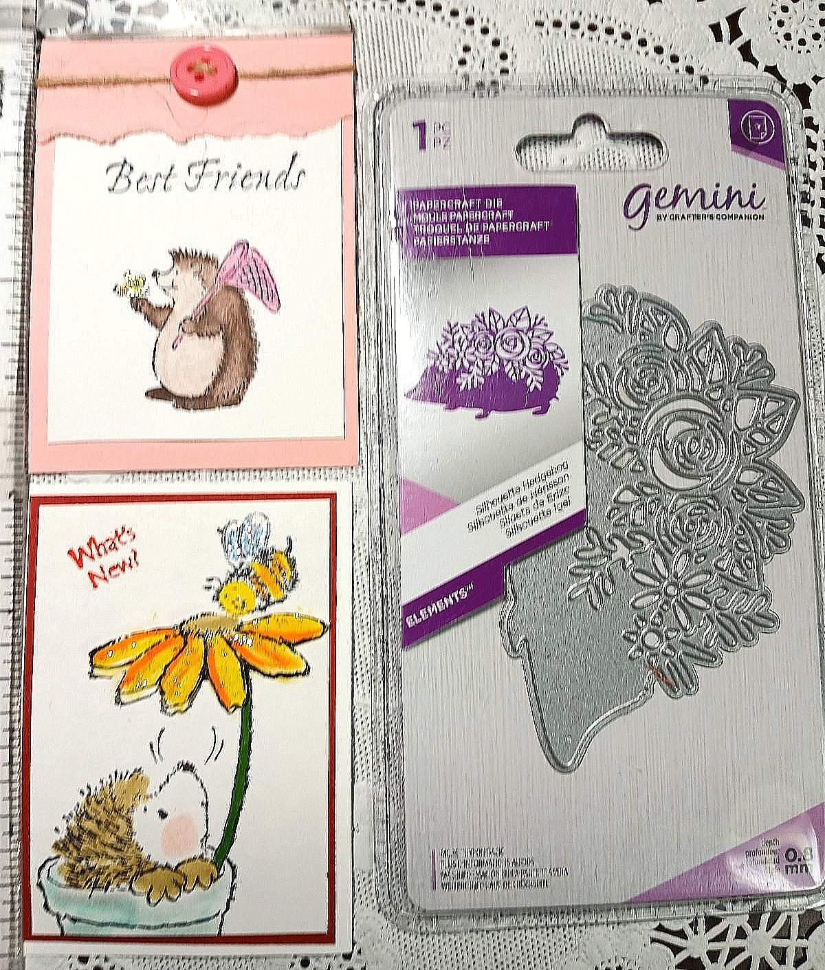 Gemini Elements Silhouette Hedgehog - Crafter's Companion NEW with  2 ATC cards