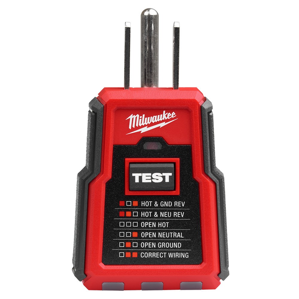 Milwaukee 2223-20 GFCI Receptacle Tester LED Wiring Indicator CAT II 300V
