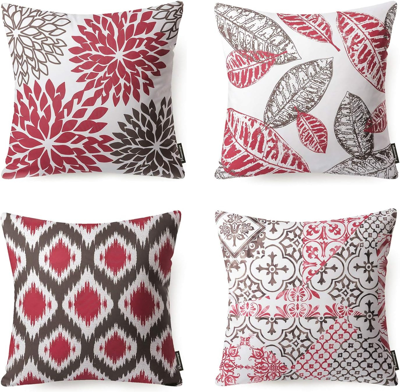 Set of 4 New Living Series Decorative Throw Pillow Case Cushion Cover, Red, 18"