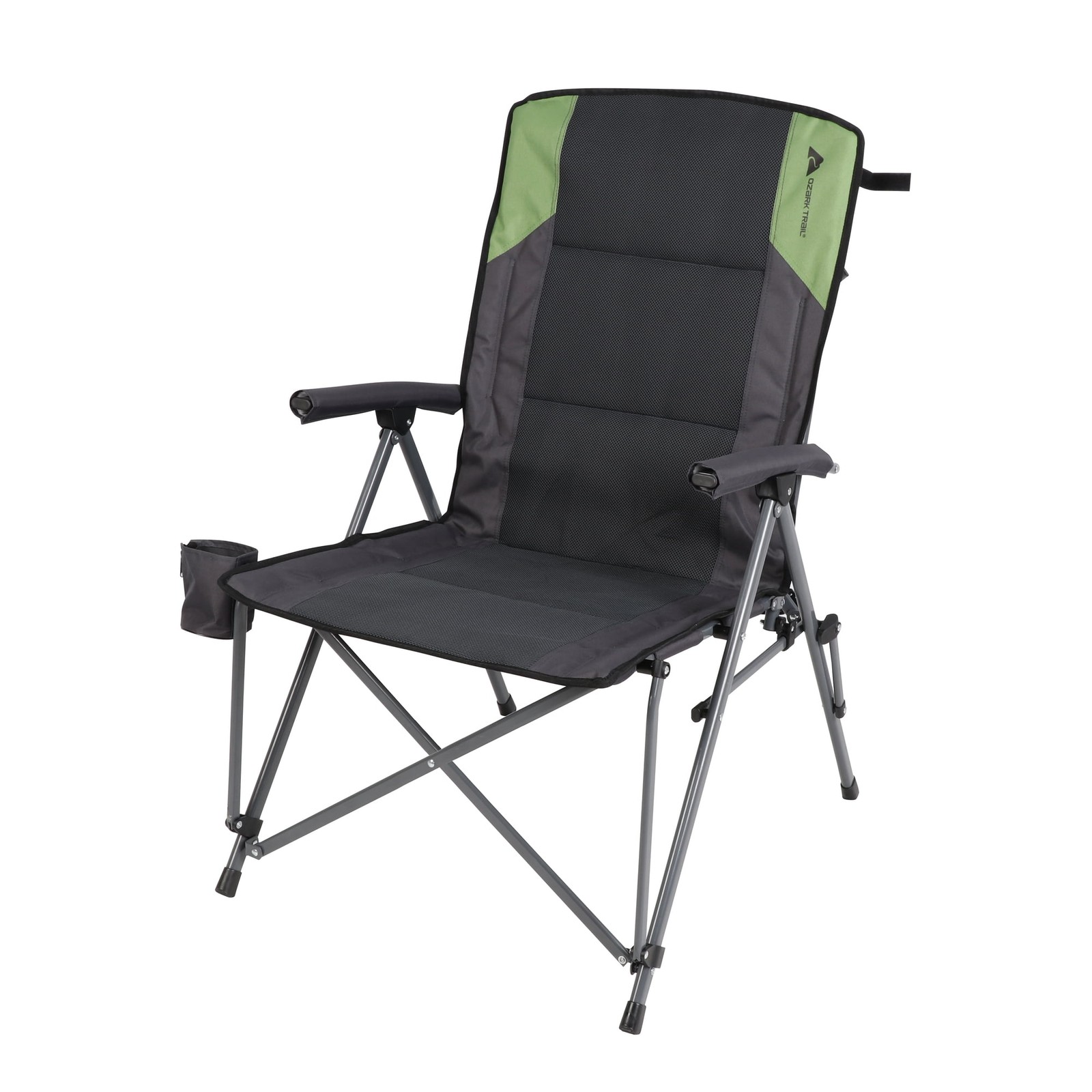 Ozark Trail High Back Hard Arm Outdoor Adult Camp Chair with Cup Holder, Poly