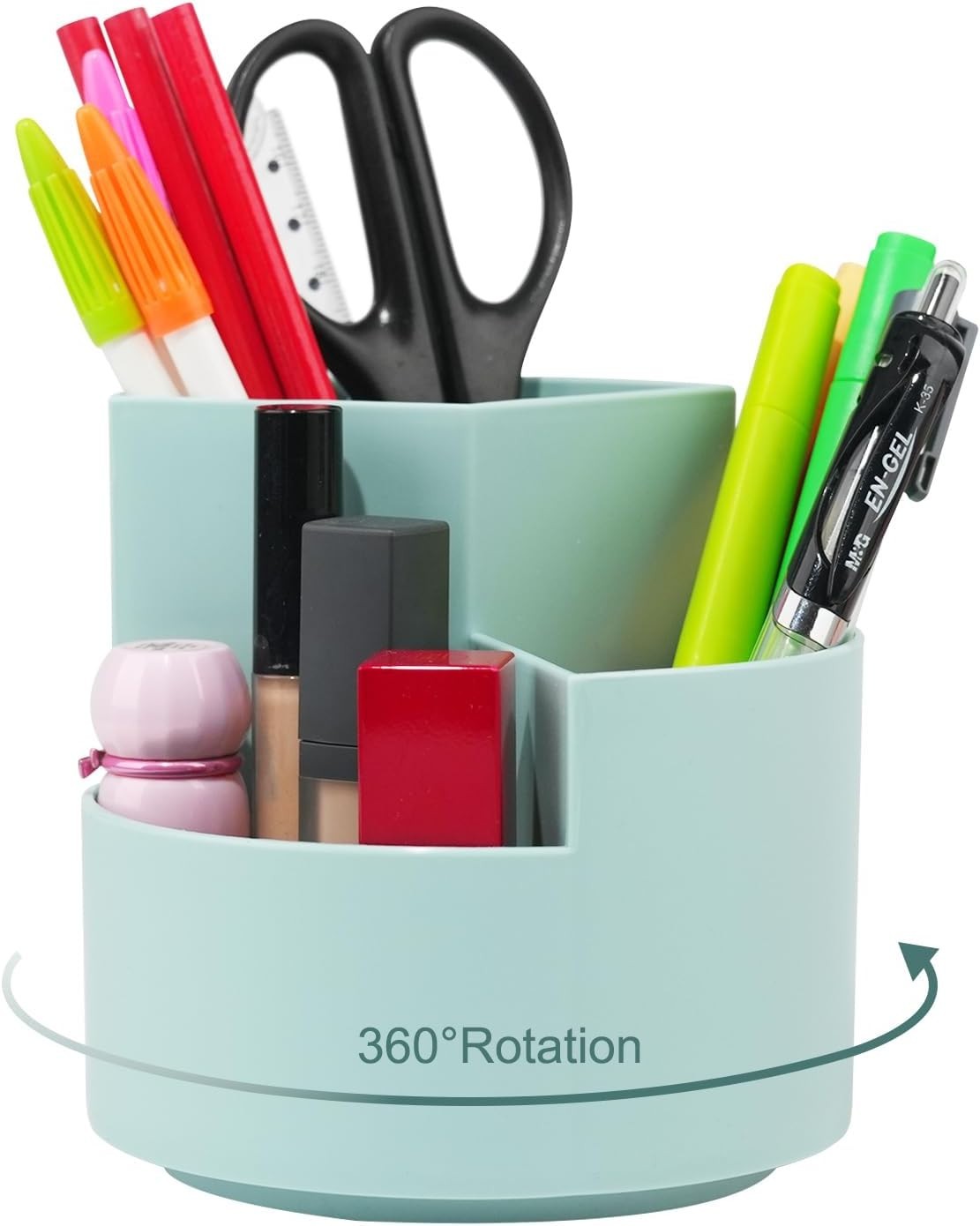 Desk Pen Holder, 3 Slots 360-Degree Rotating Desktop Storage Organizer, Desk