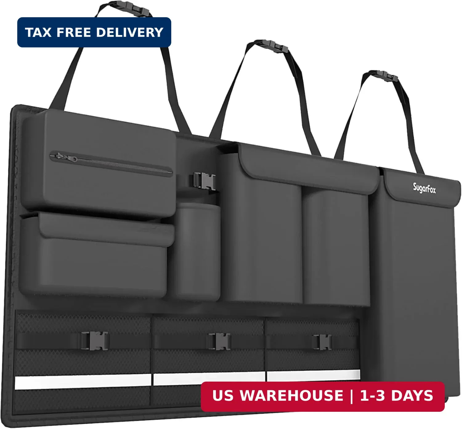 SugarFox Backseat Hanging Trunk Organizer for SUVs, Cars, Trucks & MPVs | Multi-