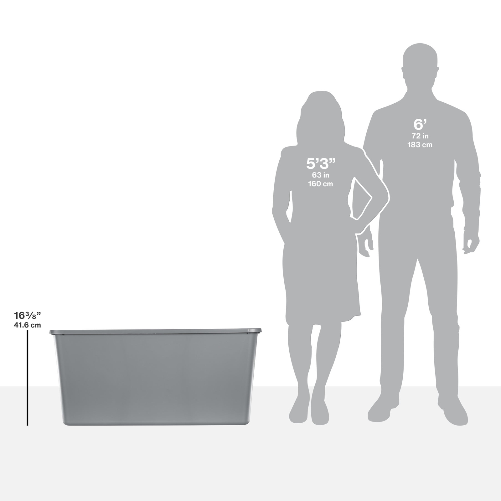 50 Gallon Tote, Plastic Storage Bin with Snap-on Lid, Gray