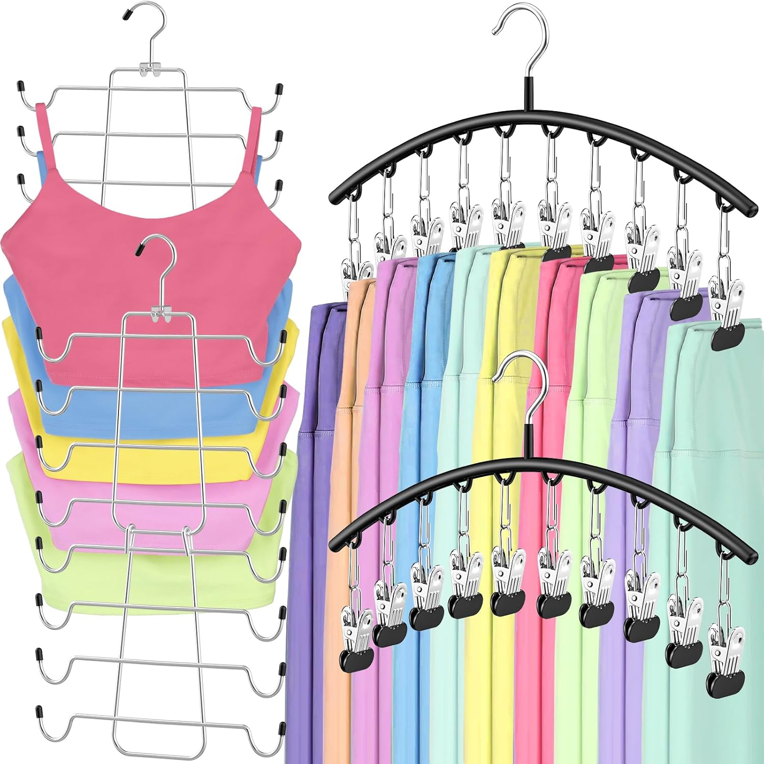 Tank Top and Leggings Organizer 2 Pack Space Saving Hanger with 20 Clips
